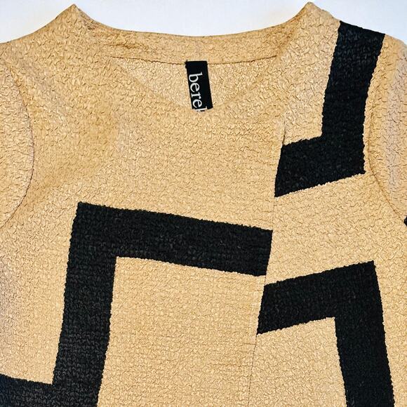 BEREK Classic Crinkle Jacket Top Sz Petite Medium Bold Gold Black Art Snap Close - Picture 3 of 9
